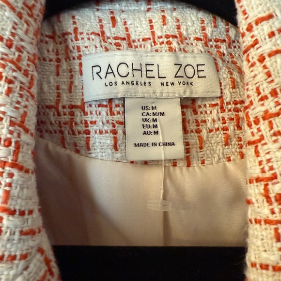 Rachel Zoe Orange & White Tweed Blazer - Picture 3 of 9